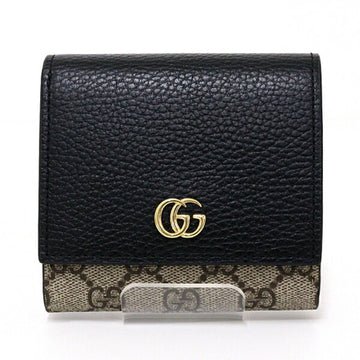 GUCCI Double G Bicolor Medium Wallet VS Supreme Canvas Black Leather 598587 Beige & Ebony