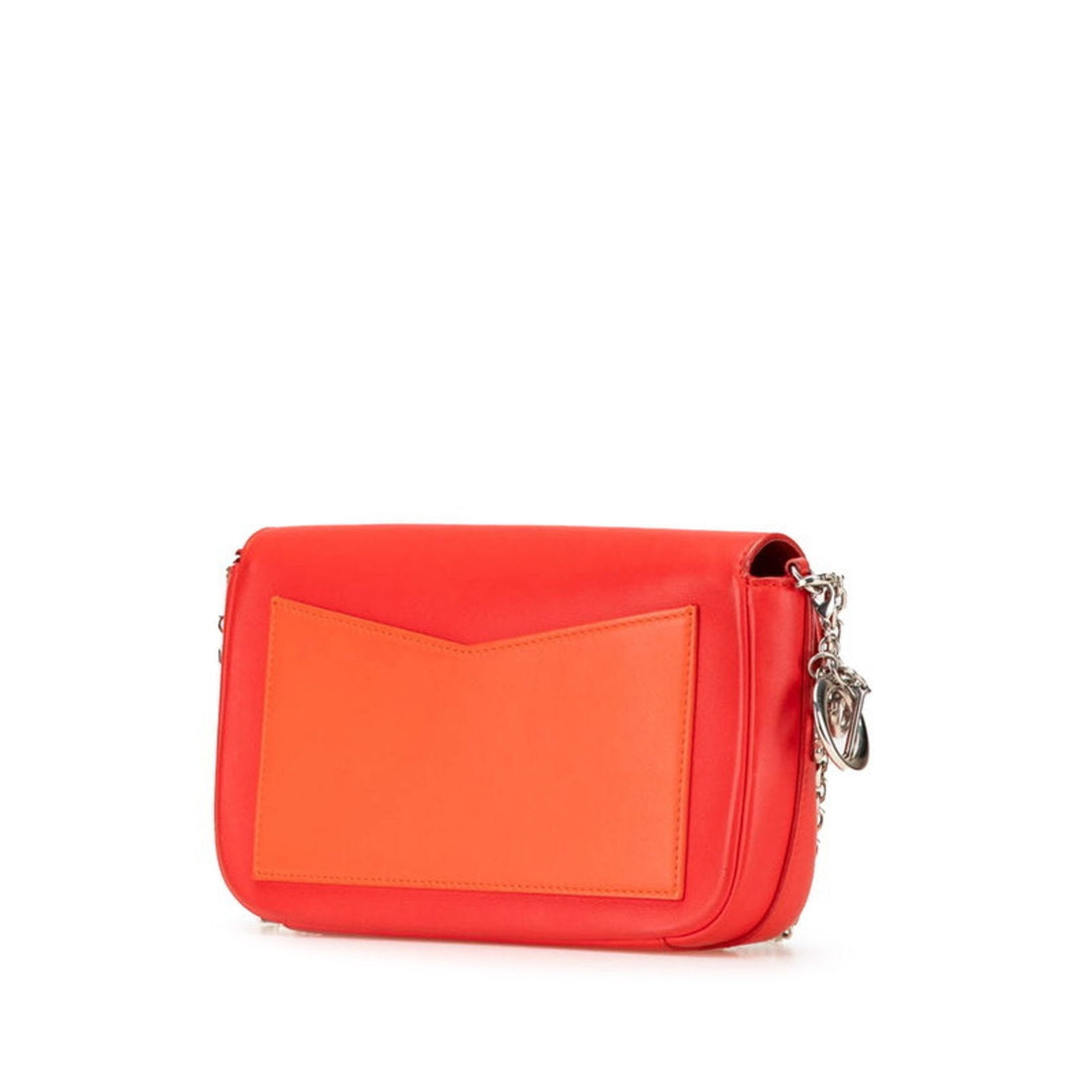 Christian Dior Dior Bicolor Chain Shoulder Bag Red Pink Leather Women's