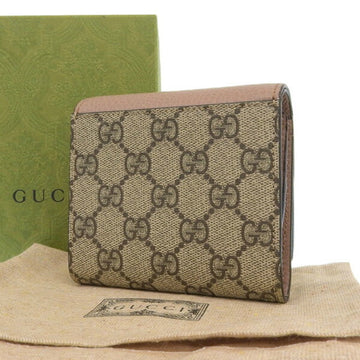 GUCCI VS Supreme Leather Double G Bifold Wallet 598587 Beige Pink Women's