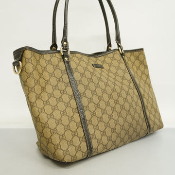 GUCCI  VS Supreme 197953 Women's Leather Tote Bag Beige,Dark Brown