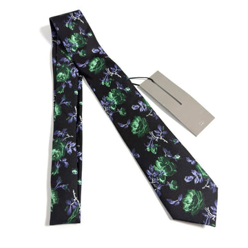 Christian Dior Dior Men's Tie Jardin Rose Floral Black Silk
