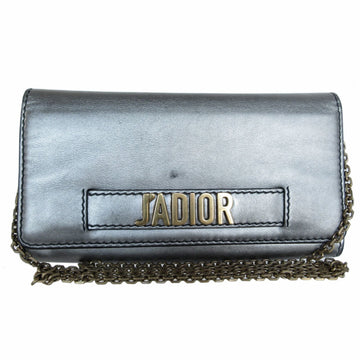 Christian Dior J'ADIOR Wallet Chain Leather Metal Silver Gold Women's s0504a