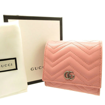 GUCCI VS Marmont 598629 Leather Pink Bifold Wallet