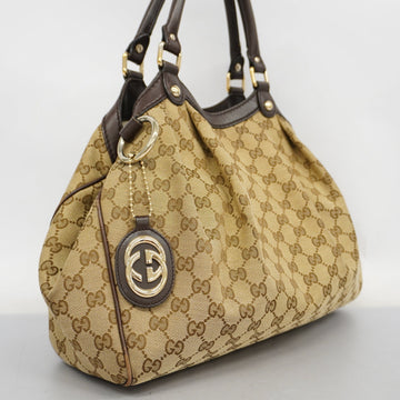 GUCCI  Sukey 211944 Women's VS Canvas,Leather Handbag Beige,Brown