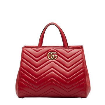 GUCCI VS Marmont Quilted Handbag Shoulder Bag 448054 Red Leather Women's