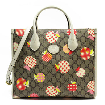 GUCCI Handbag Shoulder Bag VS Supreme Canvas Leather Ivory x Brown Women's 659983 t19539a