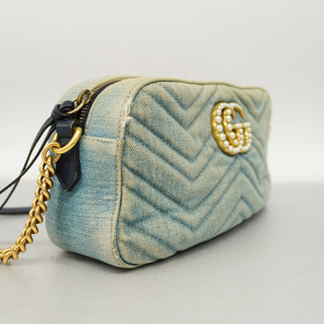 GUCCI  VS Marmont Shoulder Bag Velor 447632 Women's Denim Light Blue