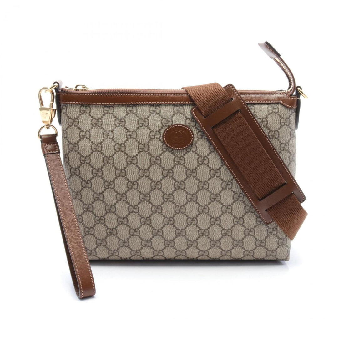 Gucci Interlocking G VS Supreme Bag Shoulder Coated Canvas Leather Men's Beige Brown 72683392THG8563