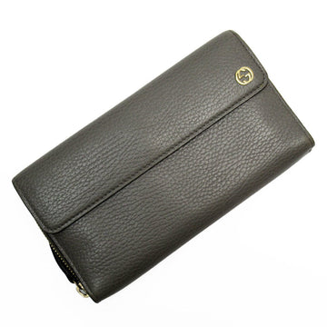 GUCCI Bi-fold long wallet Interlocking G Leather Grey Men's Women's 449397 t19623a