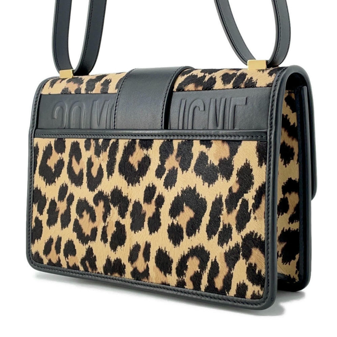 Christian Dior Dior Shoulder Bag 30 Montaigne Pony Leather Christian Leopard Print Black