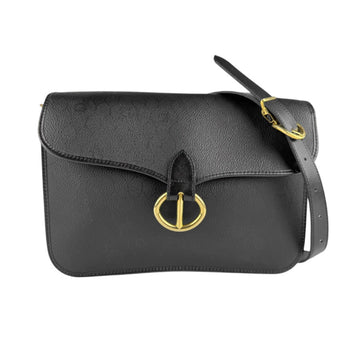 Christian Dior Shoulder Bag Leather Black Women's z4580