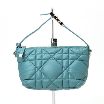 Christian Dior Dior Nomade Pouch Small Handbag Cannage Leather Blue E-156943