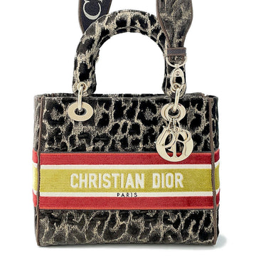 Christian Dior handbag Lady Dee Light Leopard Velvet Medium M0565OTGT 2way
