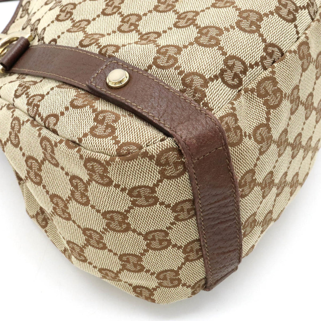 GUCCI VS Canvas Tote Bag Shoulder Leather Khaki Beige Dark Brown 130736