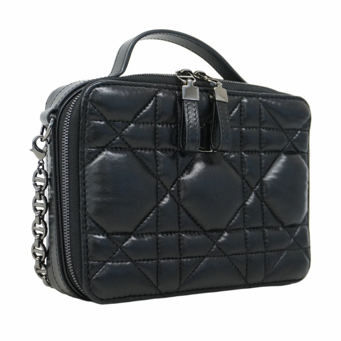Christian Dior Box Bag Macrocannage Calfskin Black Women's