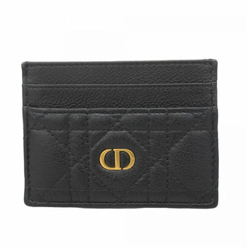Christian Dior Business Card Holder/Card Case Cannage Leather Black Women's