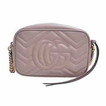 GUCCI VS Marmont Leather Chain Shoulder Bag 448065 Pink Beige Women's