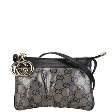 Gucci Interlocking G VS Glitter Supreme Shoulder Bag 212216 Navy Black PVC Leather Women's GUCCI
