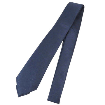 Christian Dior DIOR 100% Silk Necktie Narrow Tie CD Logo Plate Business Suit Formal Plain Navy Blue Marine Men's