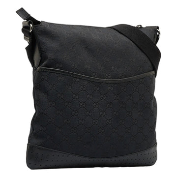 GUCCI VS Canvas Shoulder Bag 145857 Black Leather Women's