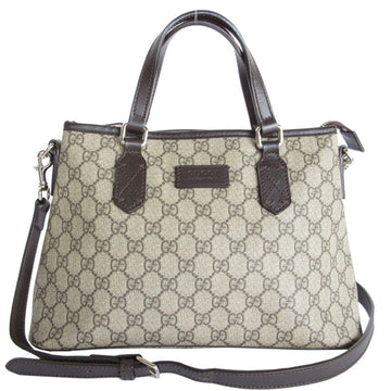 GUCCI Handbag Shoulder Bag VS Supreme Leather Beige Brown Silver Women's 429019 s0199a