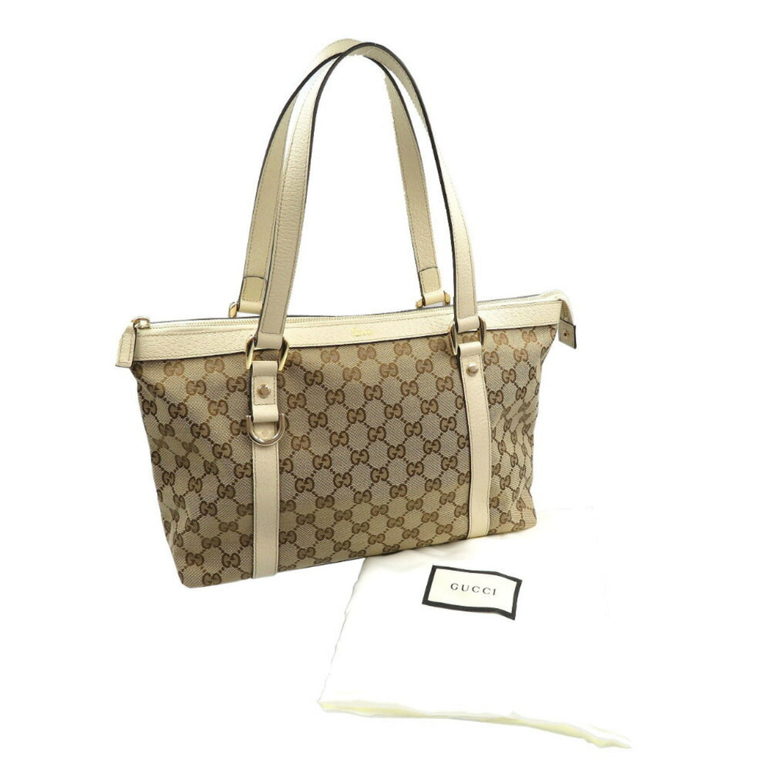 GUCCI Abbey Line 141470 VS Canvas Leather Beige Tote Bag
