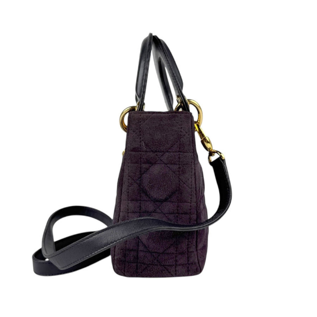 Christian Dior handbag shoulder bag Lady suede leather purple black gold women's z5025