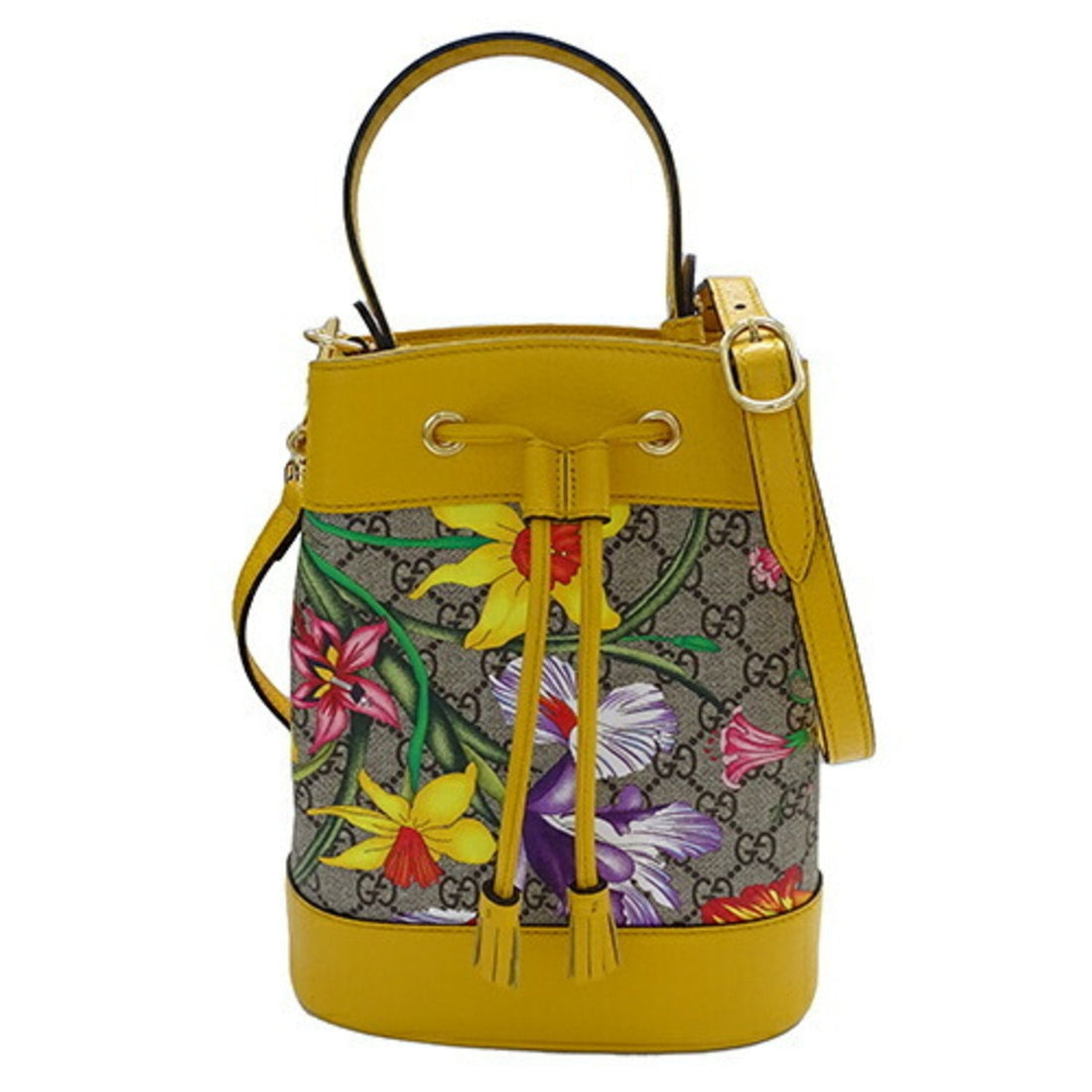 GUCCI Bags for Women VS Flora Handbag Shoulder Bag 2way Supreme Canvas Small Bucket Yellow Multi 550621