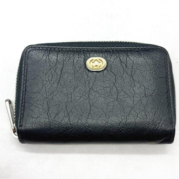 GUCCI Interlocking G Wallet/Coin Case Calfskin 581530 Gucci Black