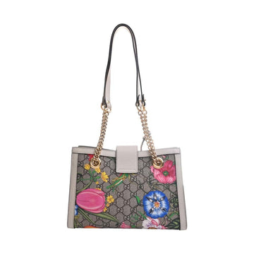 GUCCI VS Supreme Flora Padlock Small Chain Shoulder Bag 498156 Beige/White Women's