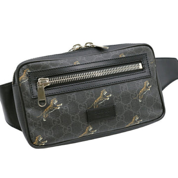 GUCCI VS Supreme Tiger Belt Bag Body Waist Pouch Canvas Black 474293