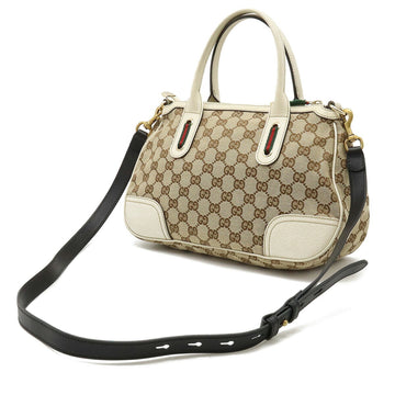 GUCCI VS Canvas Princey Sherry Line Handbag Shoulder Bag Leather Beige Ivory