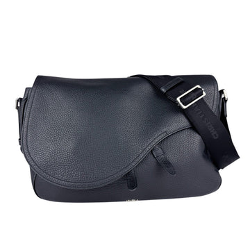 Christian Dior Shoulder Bag Saddle Leather Black Men's Z5373