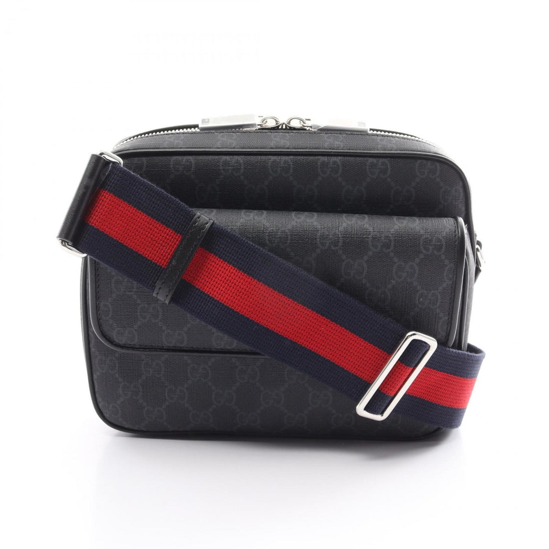 Gucci VS Supreme Small Crossbody Shoulder Bag Coated Canvas Leather Men's Black Grey 795479FADJA1042