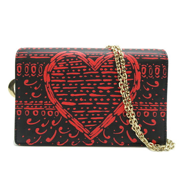 Christian Dior Wallet on Chain Women's Second Bag Leather Black