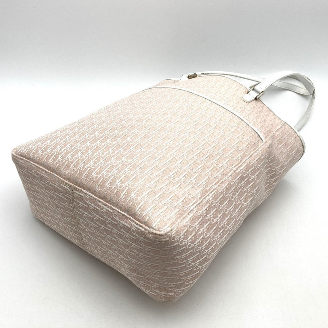 Christian Dior Dior Trotter Tote Bag Canvas Leather Pink White Women's