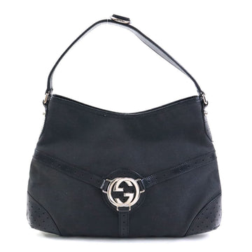 GUCCI Shoulder Bag Canvas Leather Black Silver Women's 11478 e59897a