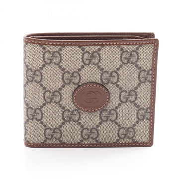 Gucci Interlocking G VS Supreme Bi-fold Wallet Coated Canvas Leather Men's Grey Black 67165292TCG8563