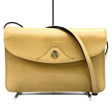 Christian Dior Dior Shoulder Bag Leather Beige Brown Women's Gold Plate Tag Retro Honeycomb