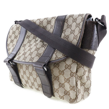 GUCCI 145859 467891 VS canvas x leather brown unisex shoulder bag