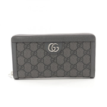 GUCCI Ophidia VS Supreme Round Long Wallet Coated Canvas Leather Men's Gray 706844UULBN1244