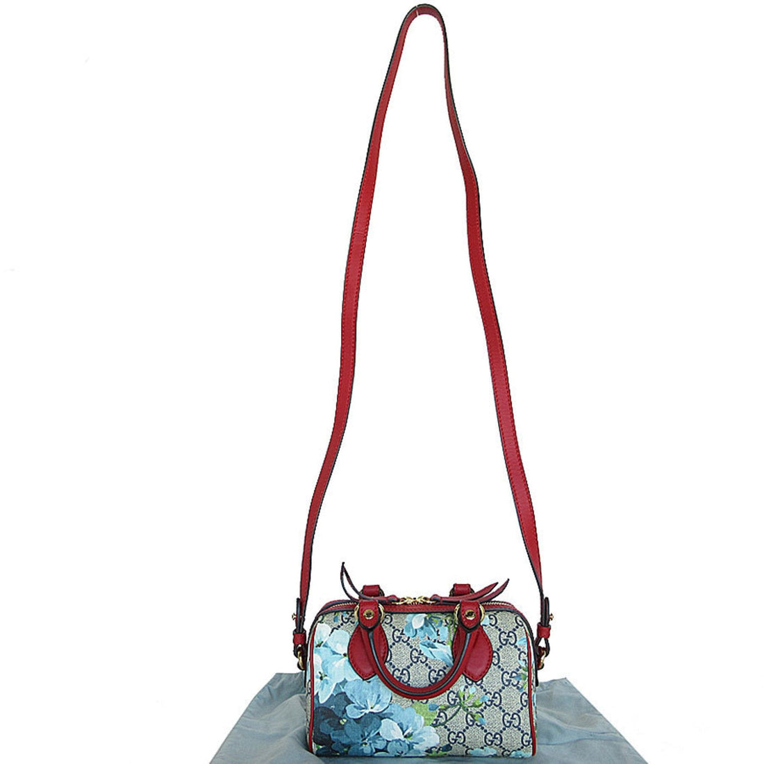 GUCCI Handbag Shoulder Bag VS Bloom Leather Blue Red Gold Women's 432123 s0409j