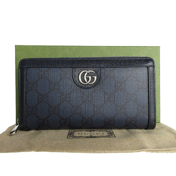 GUCCI Round Long Wallet VS Marmont Supreme Canvas Navy Silver Men's Women's 406844 s0151g