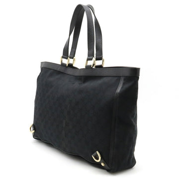 GUCCI Abbey VS Canvas Tote Bag Shoulder Leather Black 141472