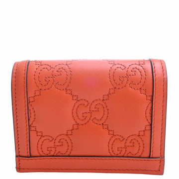 GUCCI VS Matelasse Leather Card Case Bifold Wallet 723786 Orange Ladies