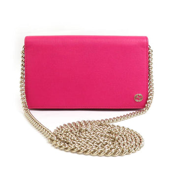 GUCCI Chain Wallet Leather Pink Women's 354697 a0549