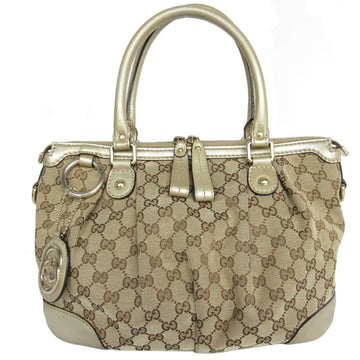 Gucci GUCCI Handbag VS Canvas Leather Beige Gold Light Women's 247902 s0375g