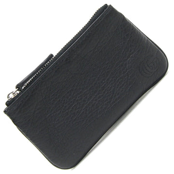Gucci Coin Case Double G Zip Key 795330 Black Leather Purse Wallet Ring Women Men GUCCI