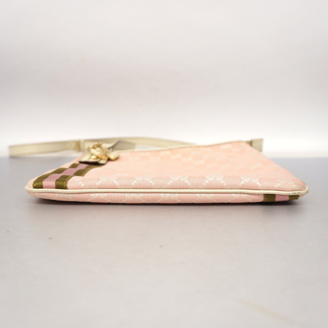 GUCCI  Sherry Line 144388 Women's VS Canvas,Leather Shoulder Bag Ivory,Pink