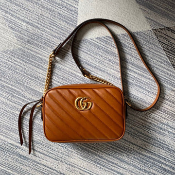 VS marmont mini 18cm zip top brown calfskin gold hardware